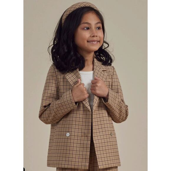 NWT NEW Rylee + Cru Girls Plaid Tan Blazer Jacket Sz 6-7 - Picture 1 of 7